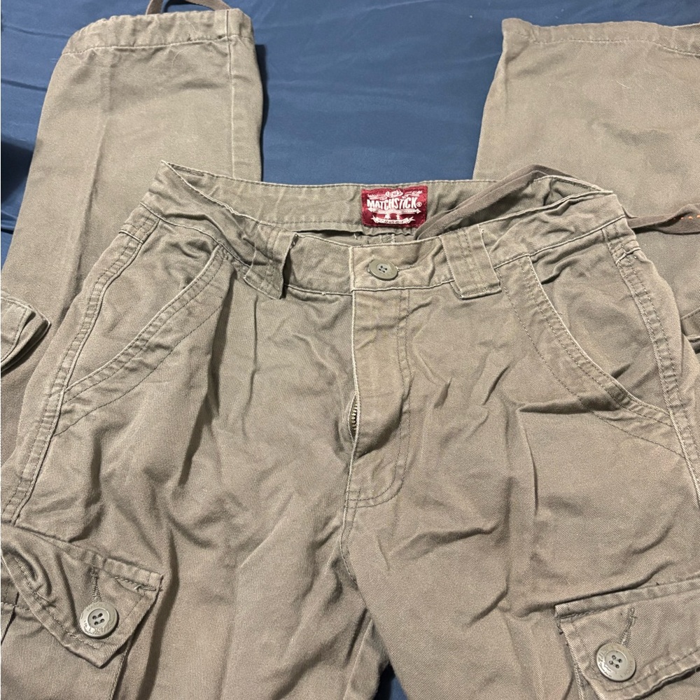 Green Gray Cargo Pants with Relaxed Fit